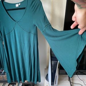 Twik forest green bell sleeve dress BUNDLE FOR 2 for $15- 9.99 shipping